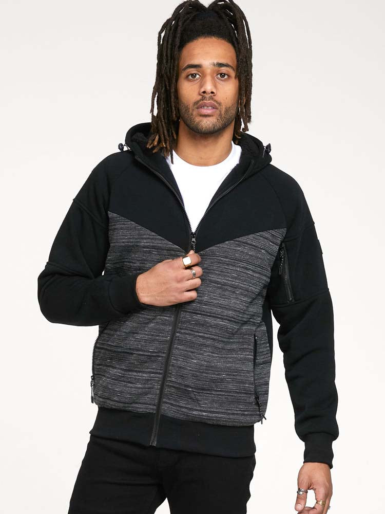 D555 Duke Men's Black Full Zip Hoodie Sweatshirt With Sherpa Lining Plus Size S-8XL