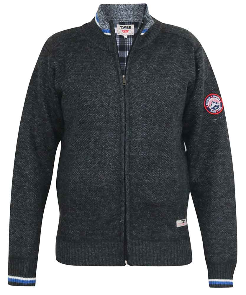 D555 Duke Plain Knitted Full Zip Sweatshirt Jacket Regular & Plus Size