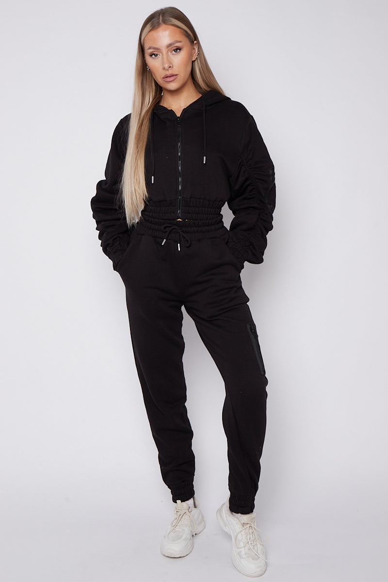 Ruched Sleeve Tracksuit Loungewear Co-ord Set