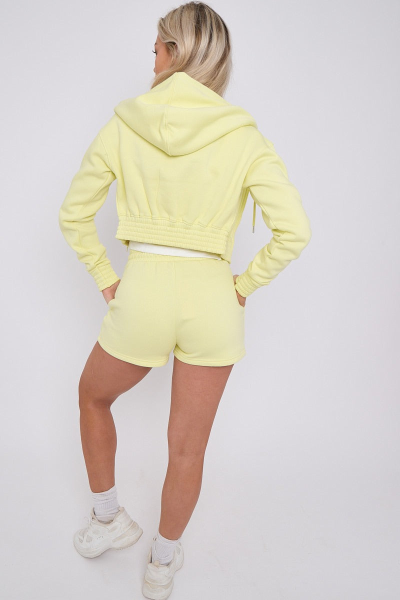 Cropped Full Zip Hoodie and Shorts 2-Piece Set