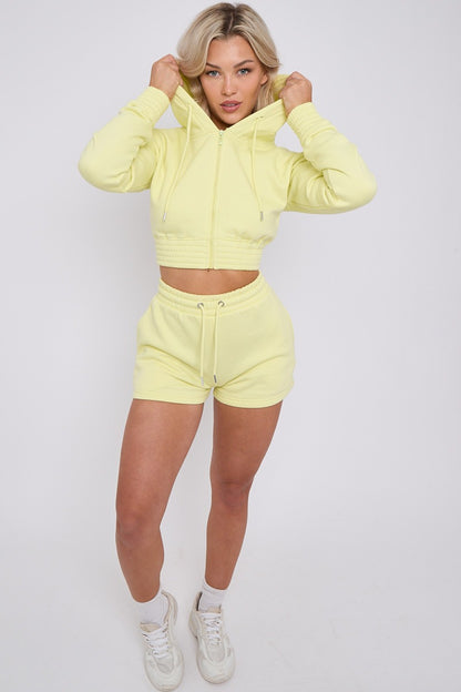 Cropped Full Zip Hoodie and Shorts 2-Piece Set
