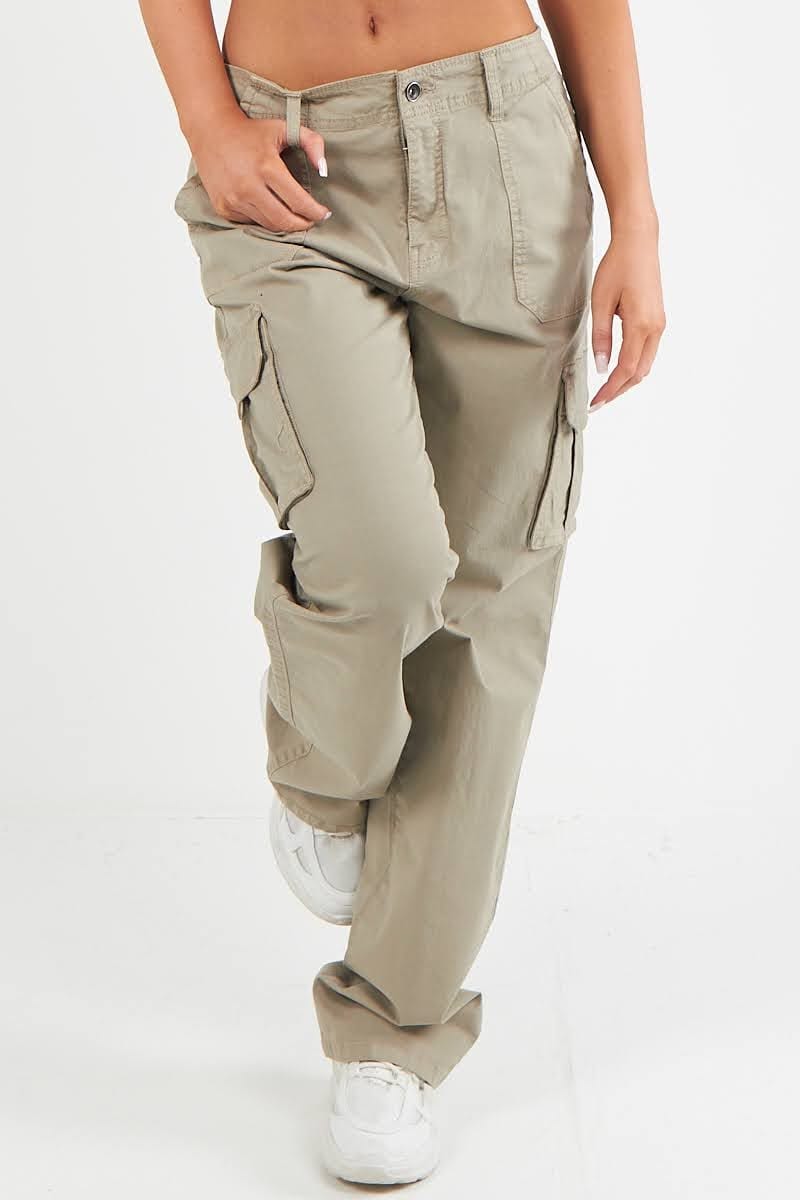 Combat Stretch Open Hem Low Waist Cotton Cargo Trousers