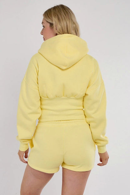 Cropped Corset Zip Up Hoodie & Shorts Tracksuit