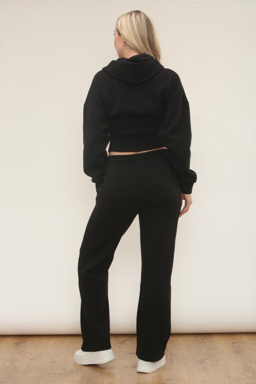 Cropped Corset Zip Up Hoodie & Straight Leg Joggers Tracksuit