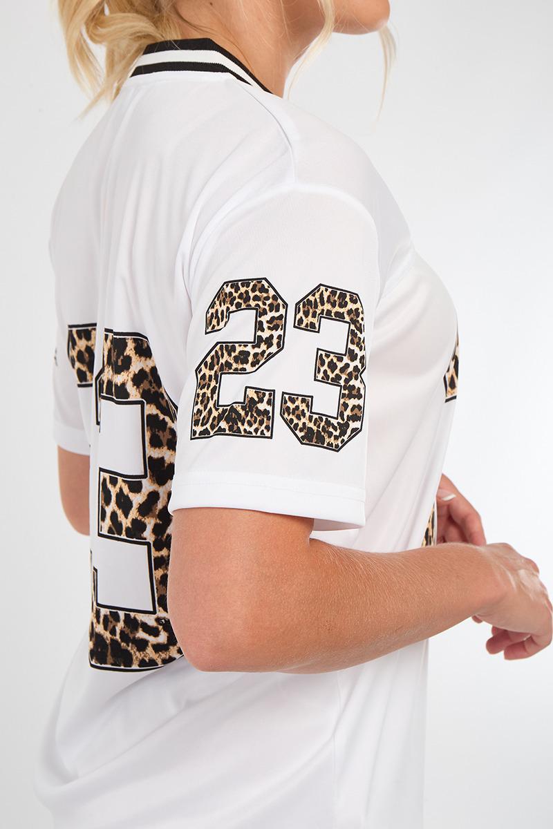 Oversized Football Jersey T-shirt Top & Shorts Set - Leopard Print 23