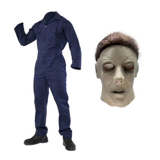 Unisex Adult Halloween Mike Myers Costume Overalls & Mask Set