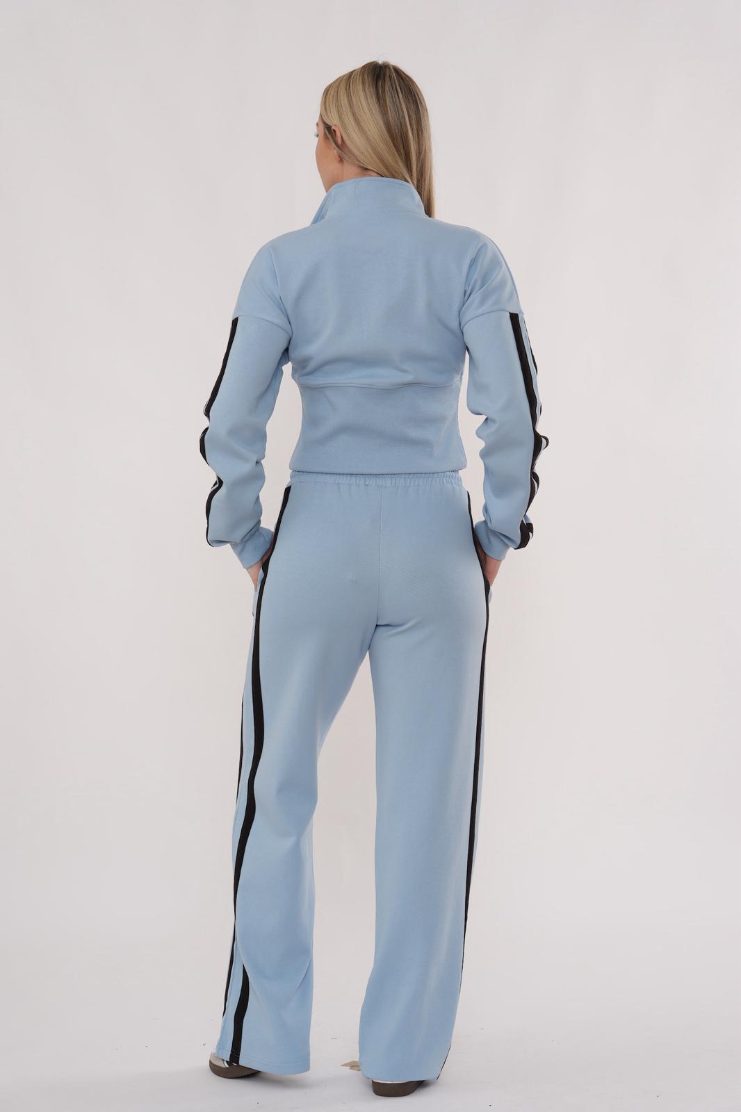 Striped Zip Up Sweatshirt & Wide Leg Joggers Tracksuit