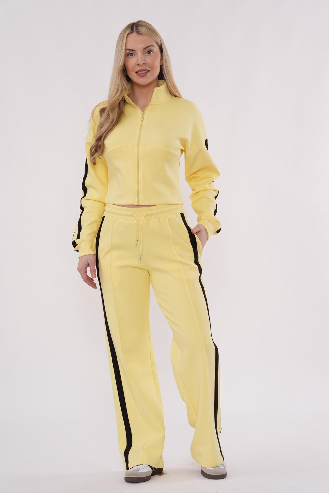 Striped Zip Up Sweatshirt & Wide Leg Joggers Tracksuit