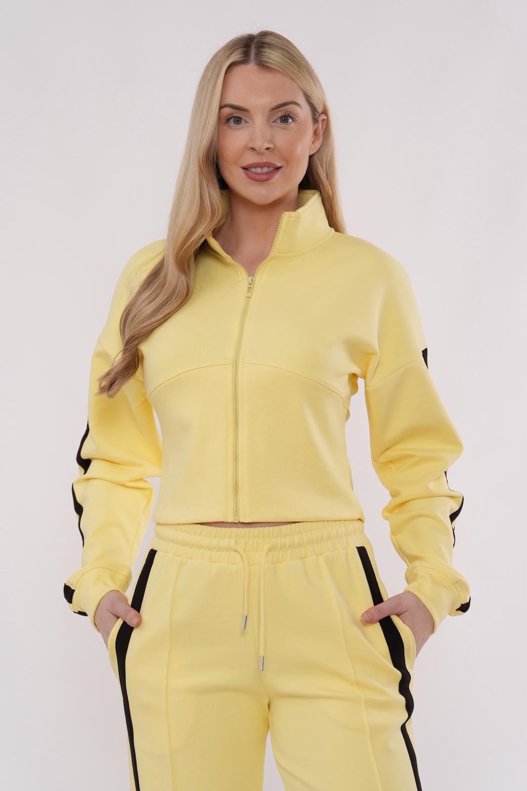 Striped Zip Up Sweatshirt & Wide Leg Joggers Tracksuit