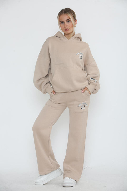 Oversized Los Angeles 91 Hoodie & Wide Leg Joggers Tracksuit