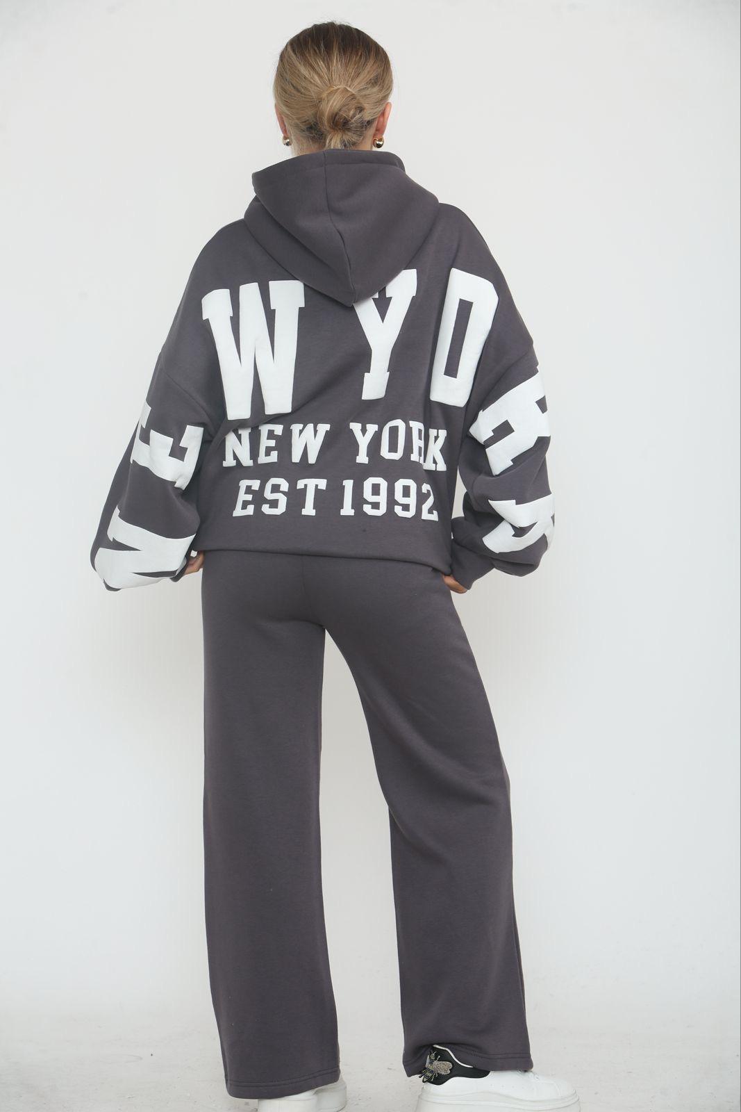 Oversized New York Est 1992 Hoodie & Wide Leg Joggers Tracksuit