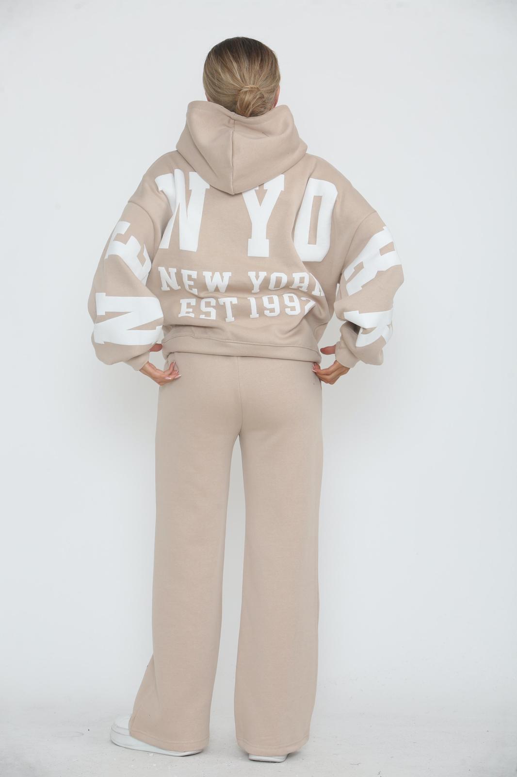 Oversized New York Est 1992 Hoodie & Wide Leg Joggers Tracksuit