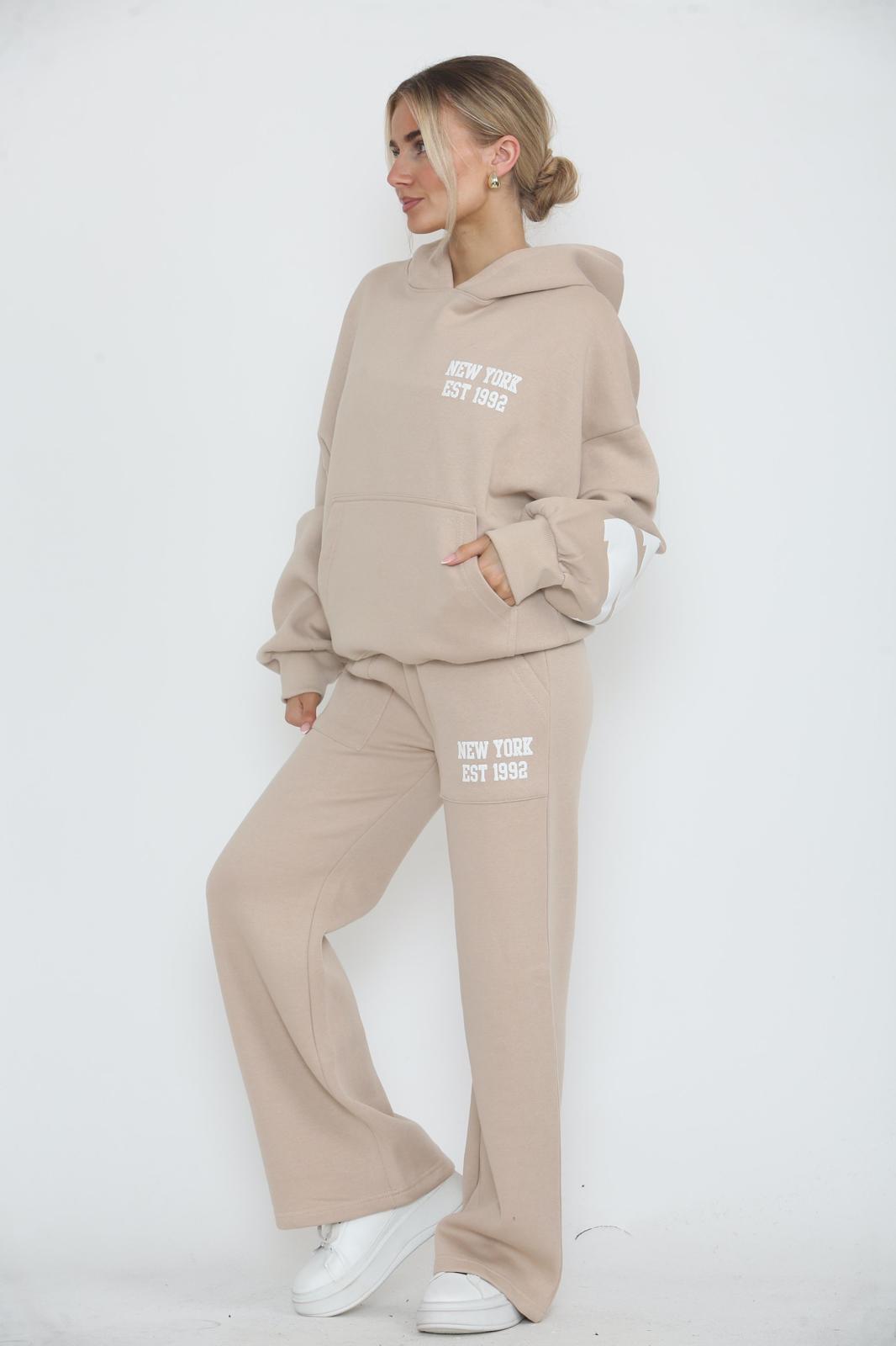 Oversized New York Est 1992 Hoodie & Wide Leg Joggers Tracksuit