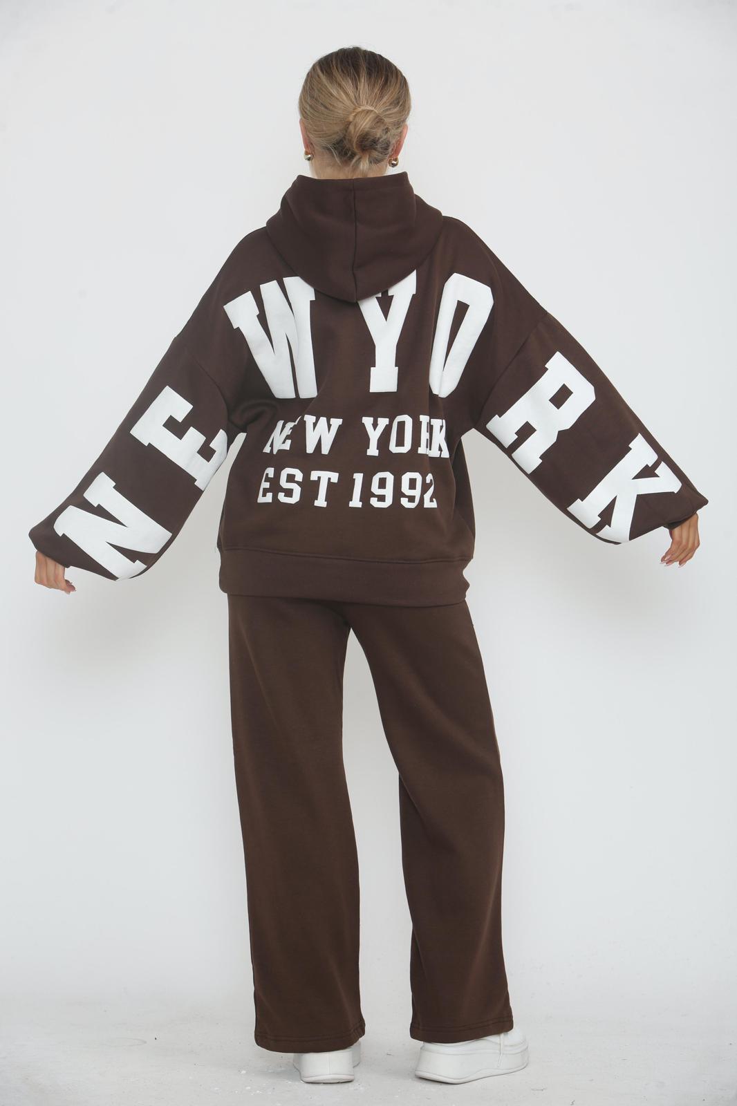 Oversized New York Est 1992 Hoodie & Wide Leg Joggers Tracksuit