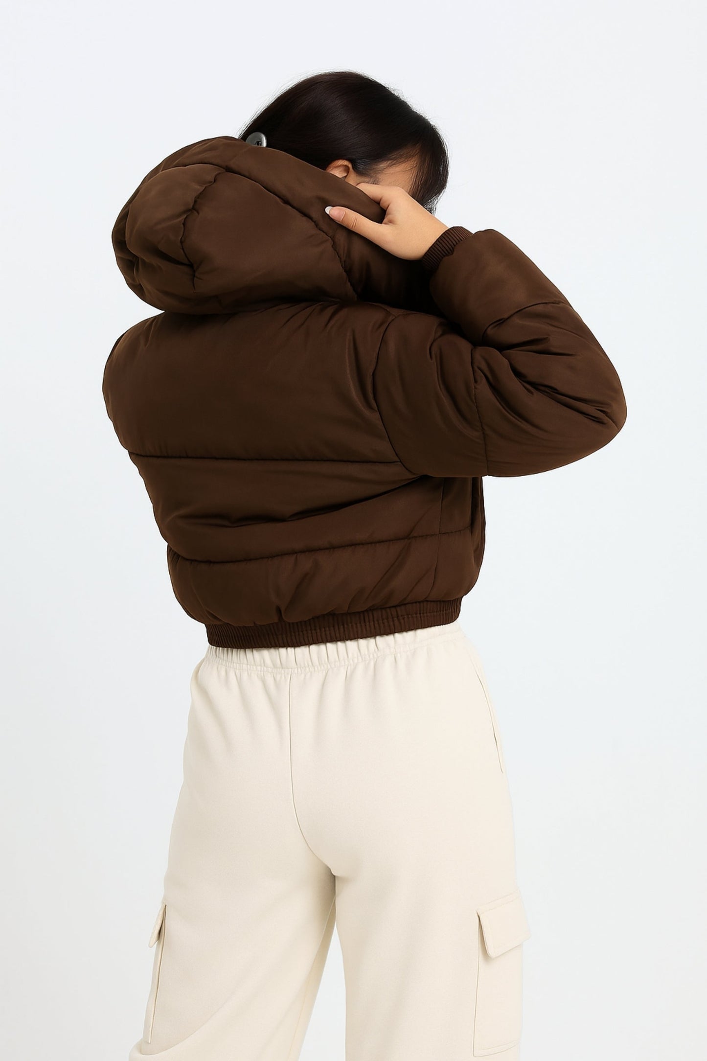 Cropped Puffer Coat with Hood