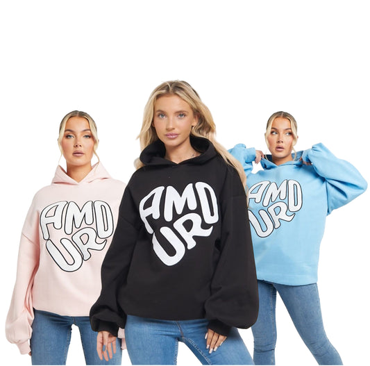 Amour Slogan Oversized Hooded Sweatshirt Hoodie