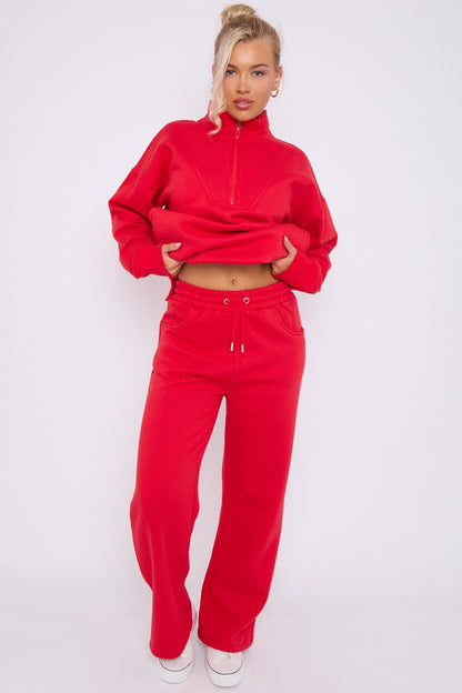 Half Zip Sweatshirt and Straight Leg Joggers Lounge Set