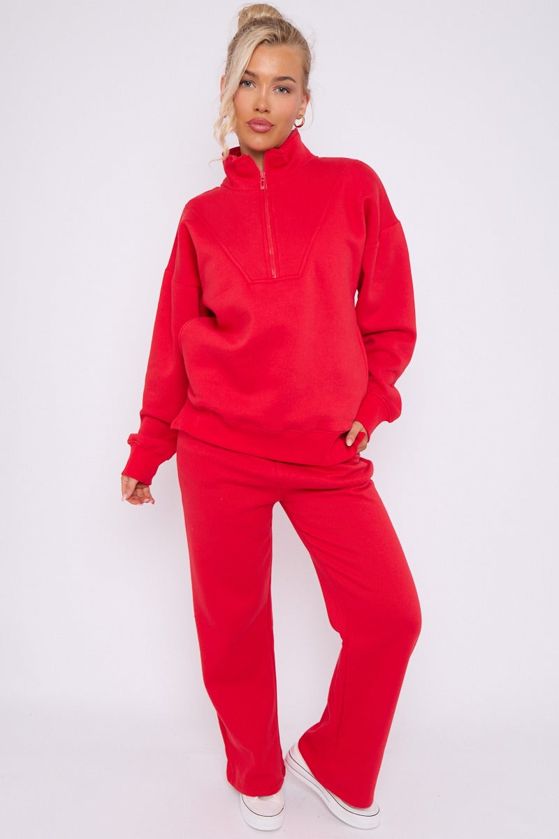Half Zip Sweatshirt and Straight Leg Joggers Lounge Set
