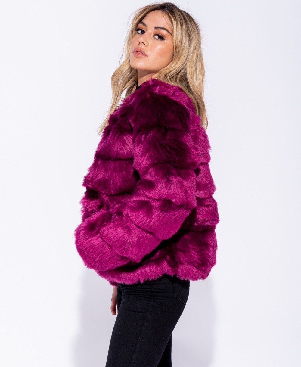 Faux Fur Jacket Formal Evening Party Satin Lined Coat