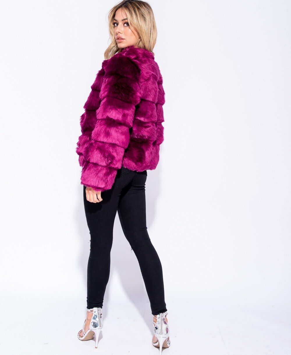 Faux Fur Jacket Formal Evening Party Satin Lined Coat