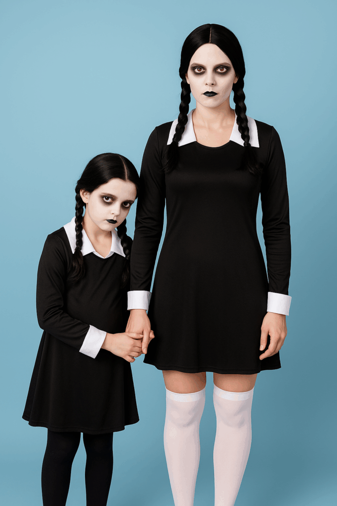 Kids Scary Daughter Wednesday Addams Family Costume