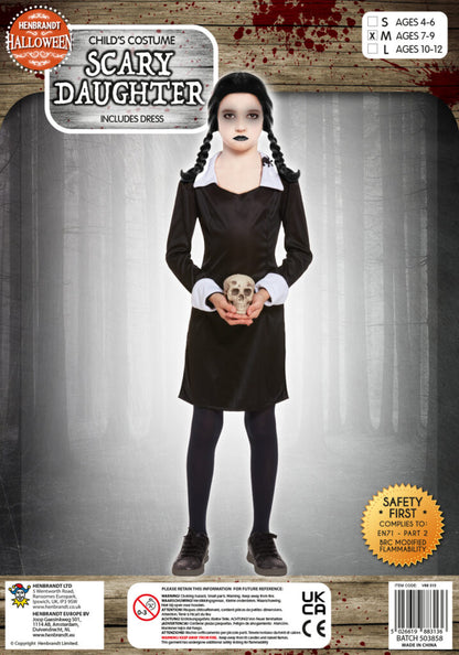 Kids Scary Daughter Wednesday Addams Family Costume