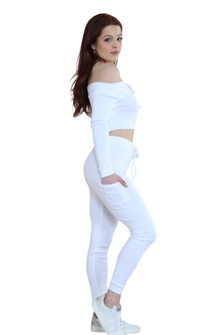 Ribbed Off-Shoulder Top and Leggings Set