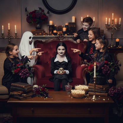 Kids Scary Daughter Wednesday Addams Family Costume