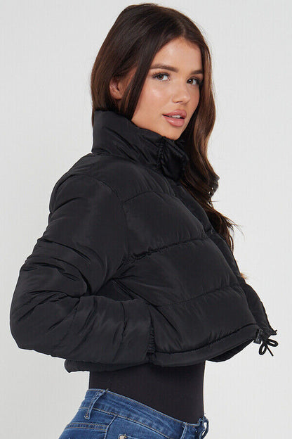 Cropped Puffer Coat Padded Quilted Jacket