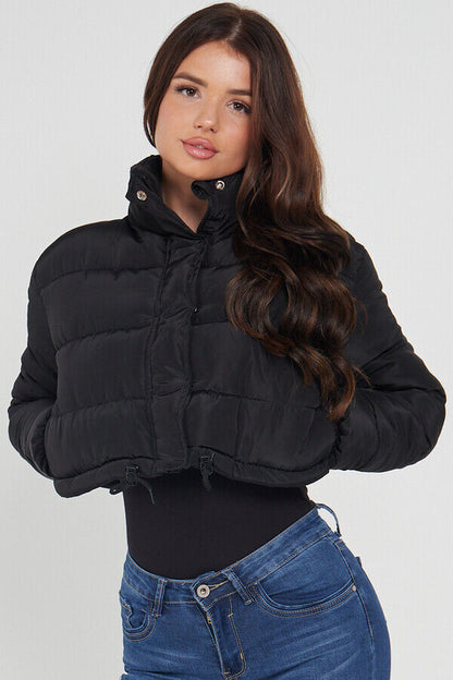 Cropped Puffer Coat Padded Quilted Jacket