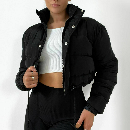 Cropped Puffer Coat Padded Quilted Jacket