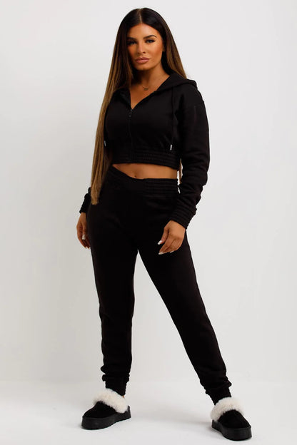 Cropped Hoodie & Joggers Tracksuit Set