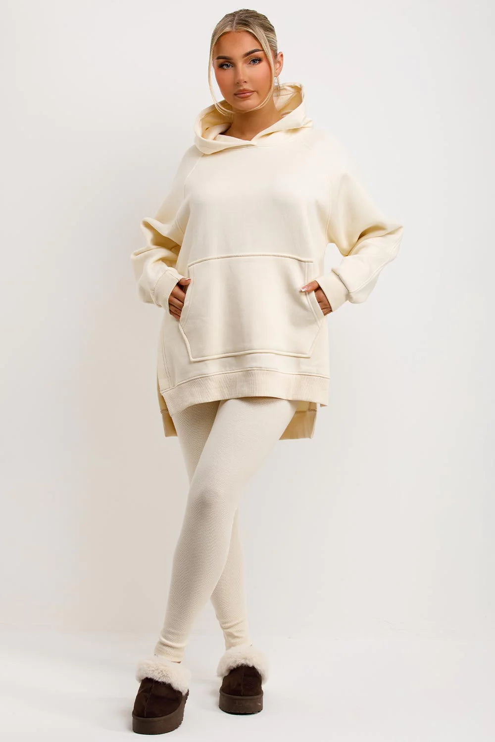 Oversized Hoodie & Ribbed Leggings Set - 19 colours