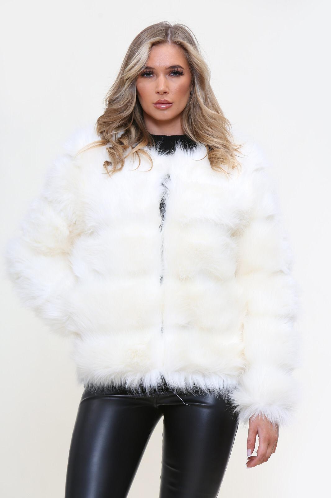 Faux Fur Jacket Formal Evening Party Satin Lined Coat