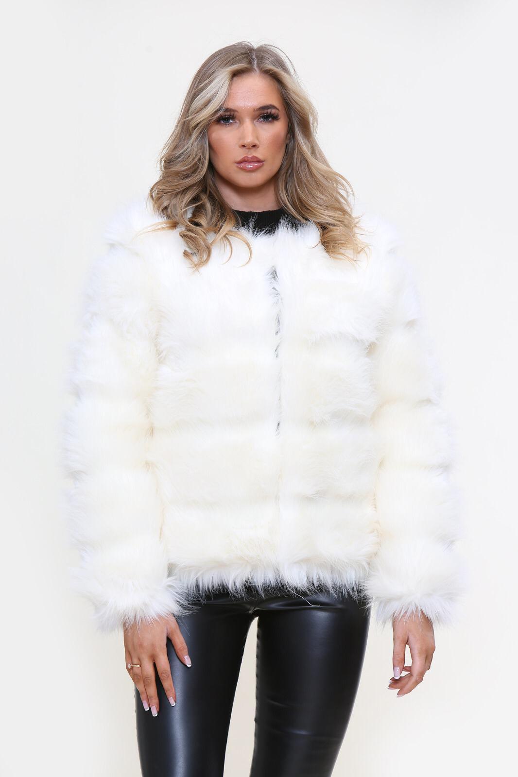 Faux Fur Jacket Formal Evening Party Satin Lined Coat