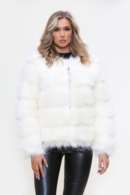 Faux Fur Jacket Formal Evening Party Satin Lined Coat