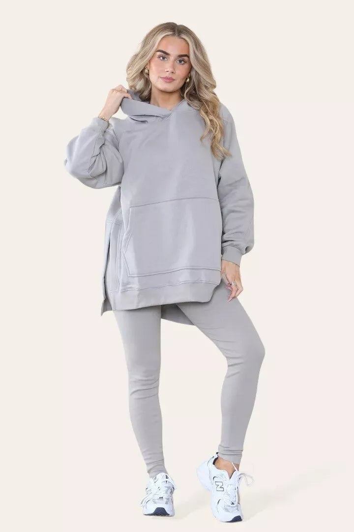 Oversized Hoodie & Ribbed Leggings Set - 19 colours