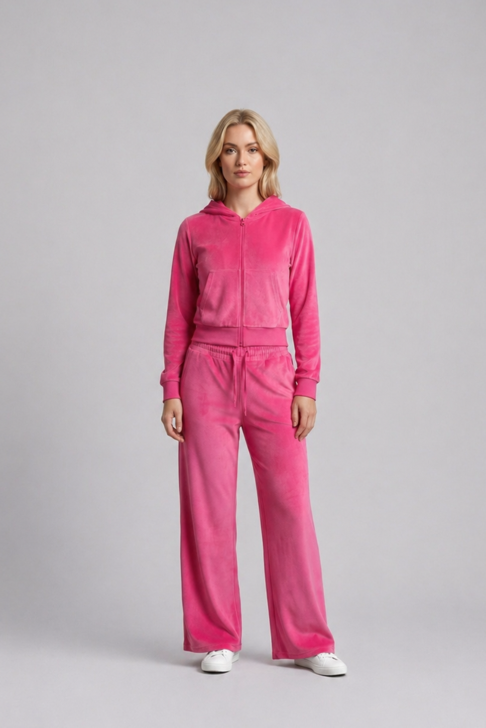 Cropped Hoodie & Jogger Juicy Rhinestone Velour Tracksuit Set