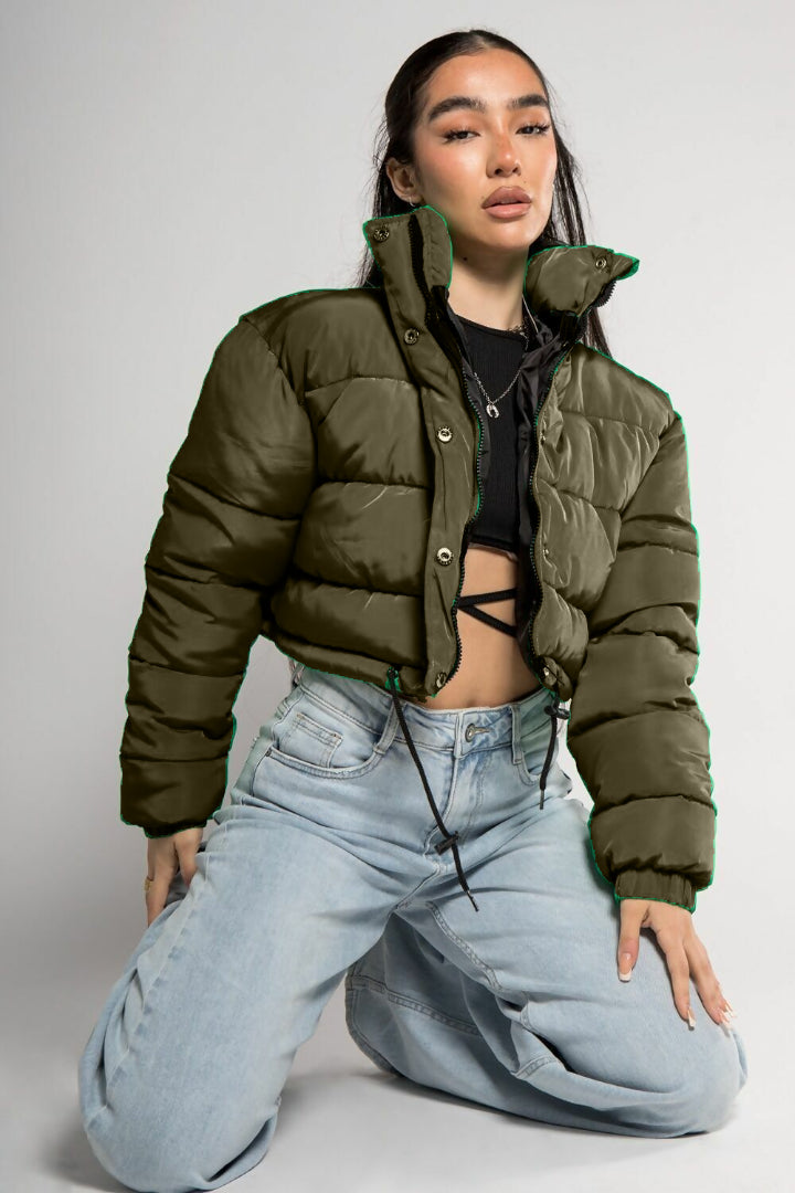 Cropped Puffer Coat Padded Quilted Jacket