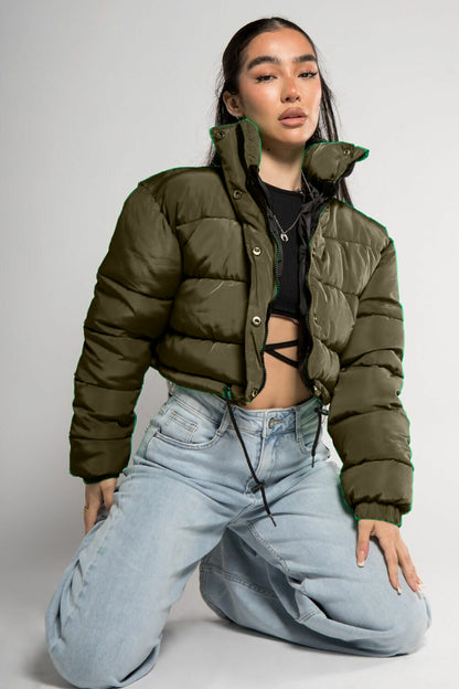 Cropped Puffer Coat Padded Quilted Jacket