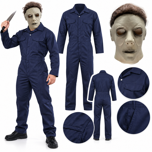 Ensemble costume d’Halloween Mike Myers pour enfant unisexe avec salopette et masque