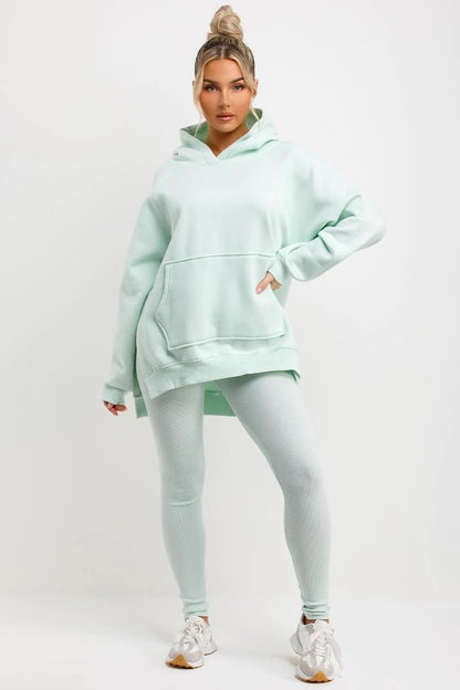 Oversized Hoodie & Ribbed Leggings Set - 19 colours