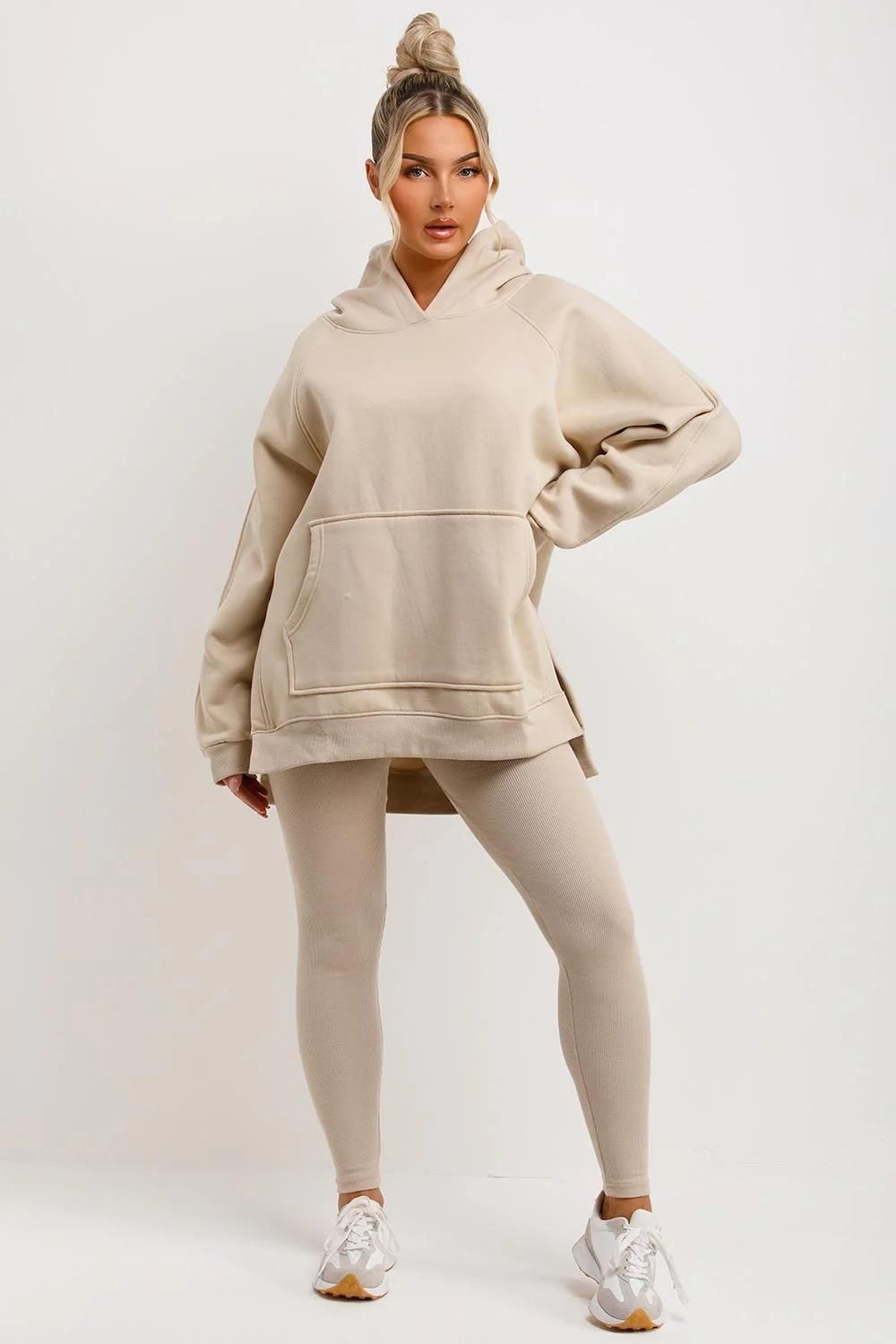 Oversized Hoodie & Ribbed Leggings Set - 19 colours