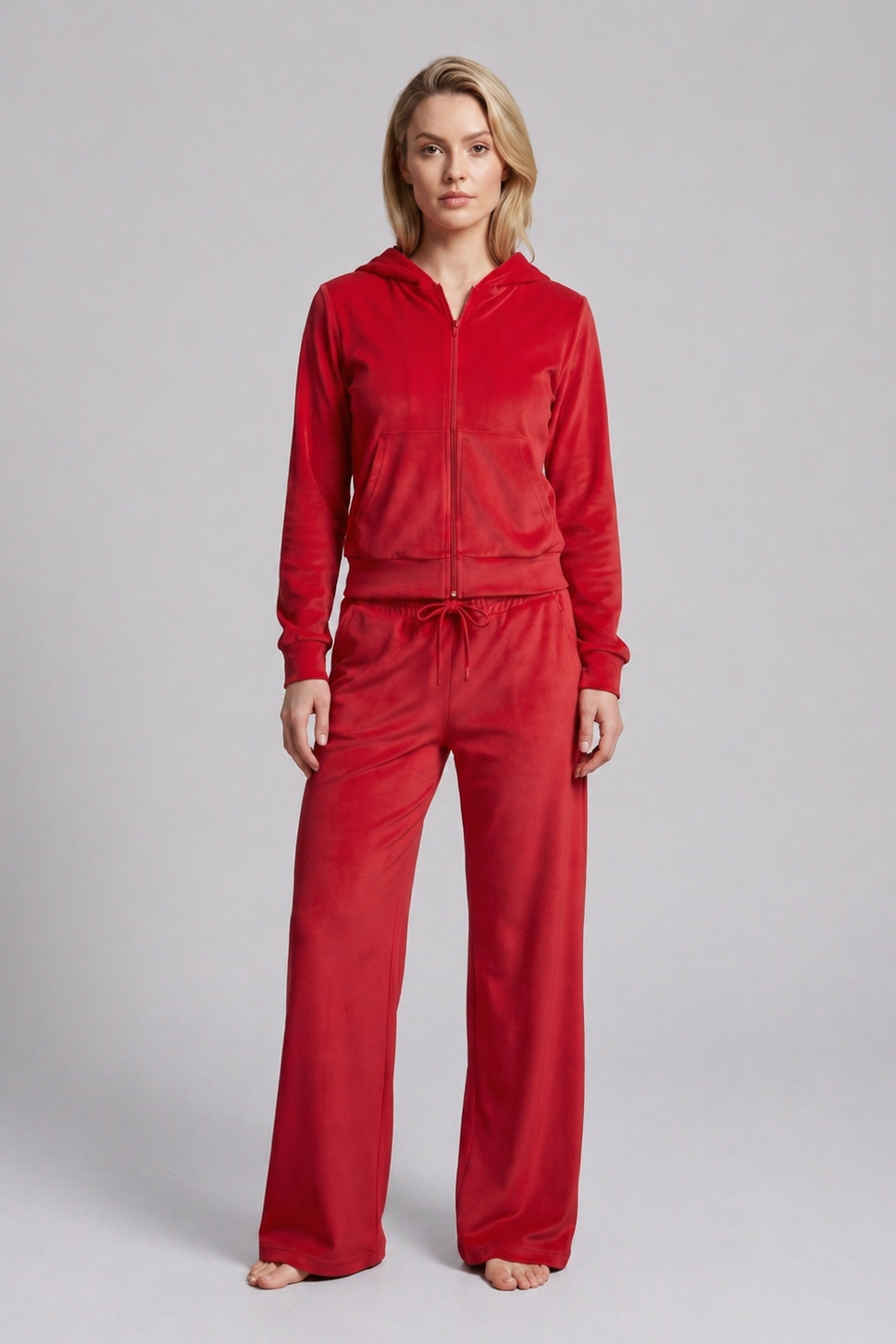 Cropped Hoodie & Jogger Juicy Rhinestone Velour Tracksuit Set