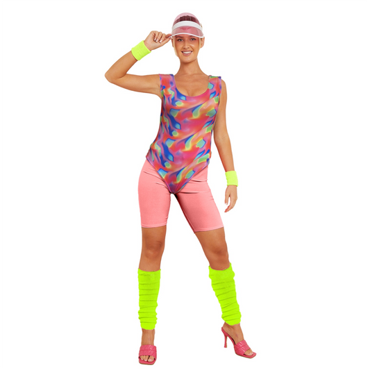 Retro Doll Rollerblade Barbie Costume Roller Disco 80s 90s Costume Workout 5-Piece Outfit Set