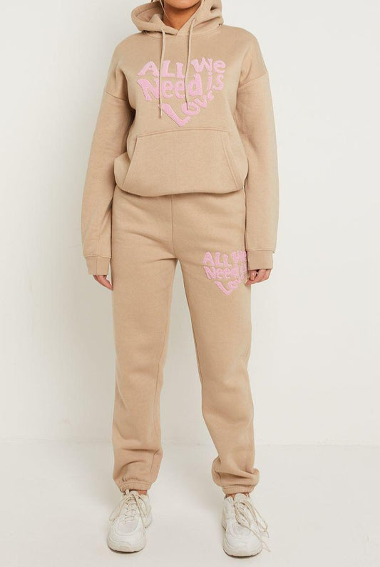 Kids Girls "All We Need Is Love" Hooded Tracksuit