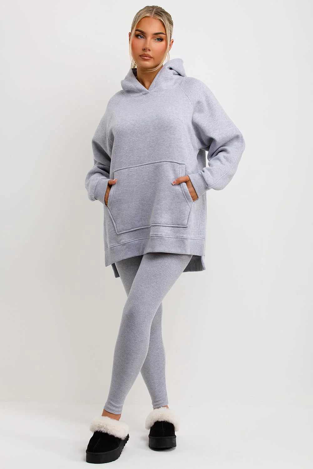 Oversized Hoodie & Ribbed Leggings Set - 19 colours