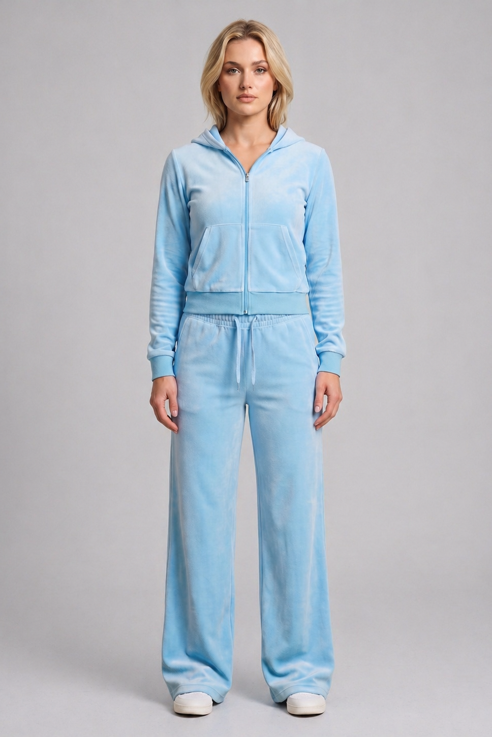 Cropped Hoodie & Jogger Juicy Rhinestone Velour Tracksuit Set