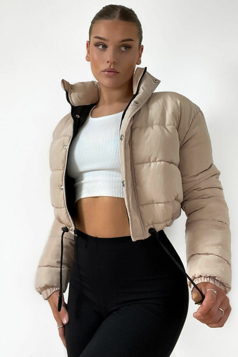 Cropped Puffer Coat Padded Quilted Jacket