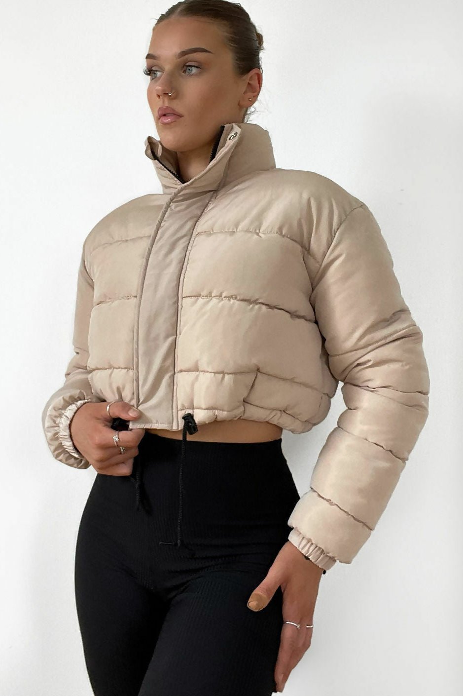 Cropped Puffer Coat Padded Quilted Jacket